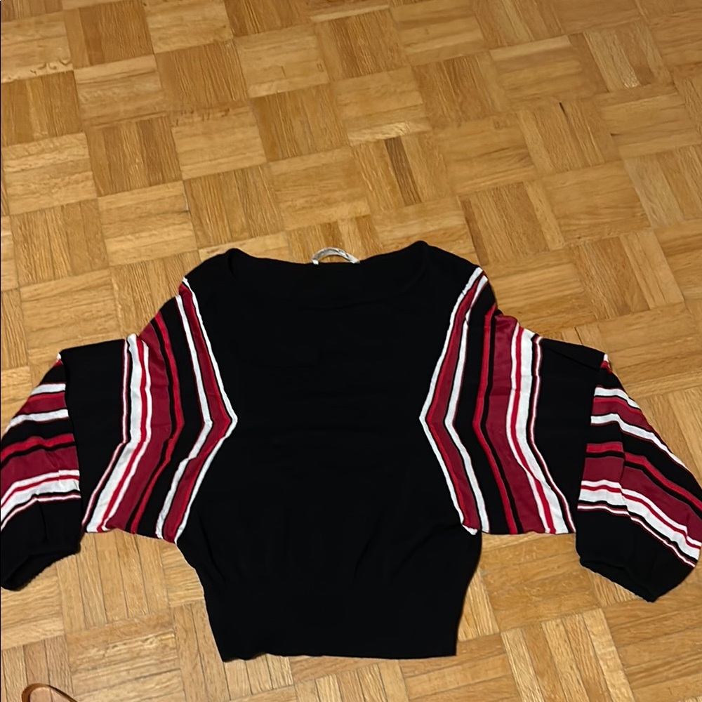 Liviana Conti Striped Black and Red Women's Top